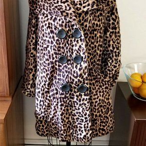 Original 1960s "NICKIE HILTON" Faux Leopard Fur PEA COAT